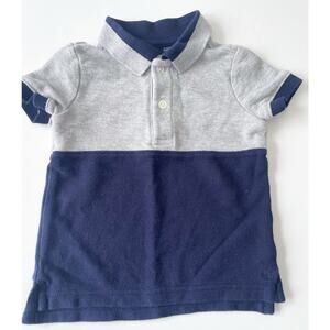 Baby Boy's Janie & Jack Navy and Gray Short Sleeve Polo Shirt Size 6-12 Mo